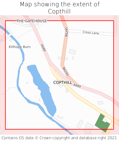 Map showing extent of Copthill as bounding box