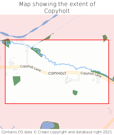 Map showing extent of Copyholt as bounding box