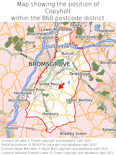 Map showing location of Copyholt within B60
