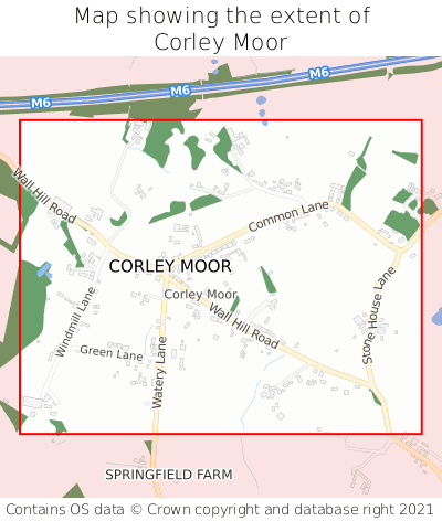 Map showing extent of Corley Moor as bounding box