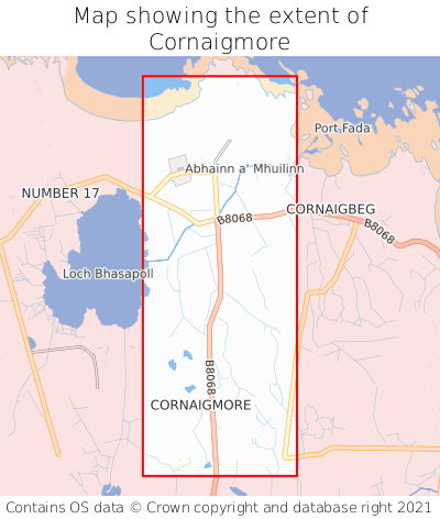 Map showing extent of Cornaigmore as bounding box