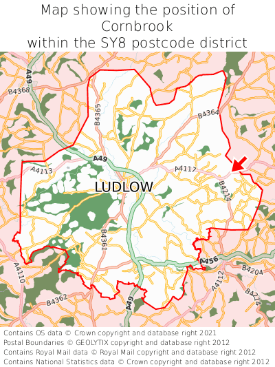 Map showing location of Cornbrook within SY8