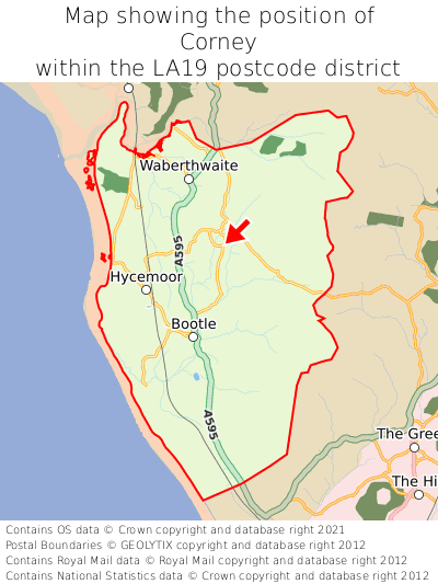 Map showing location of Corney within LA19