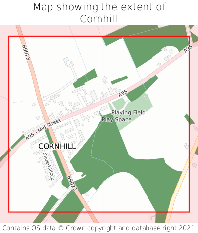 Map showing extent of Cornhill as bounding box