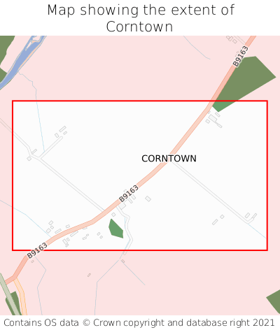 Map showing extent of Corntown as bounding box