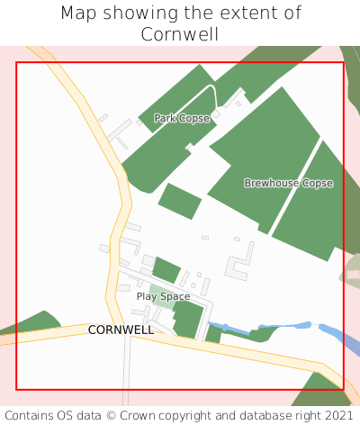 Map showing extent of Cornwell as bounding box