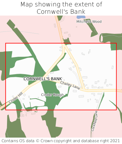 Map showing extent of Cornwell's Bank as bounding box
