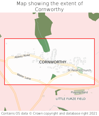 Map showing extent of Cornworthy as bounding box