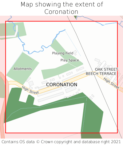 Map showing extent of Coronation as bounding box