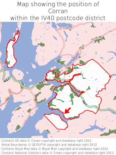 Map showing location of Corran within IV40
