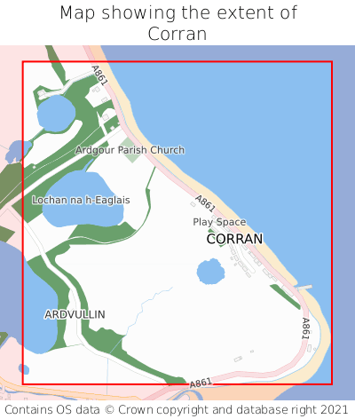Map showing extent of Corran as bounding box