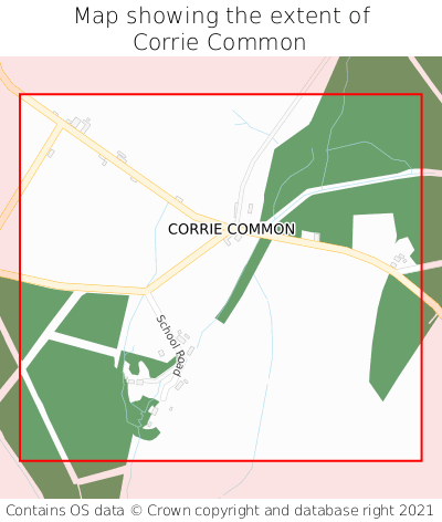 Map showing extent of Corrie Common as bounding box