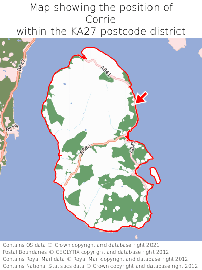 Map showing location of Corrie within KA27