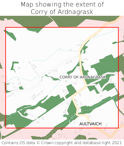 Map showing extent of Corry of Ardnagrask as bounding box