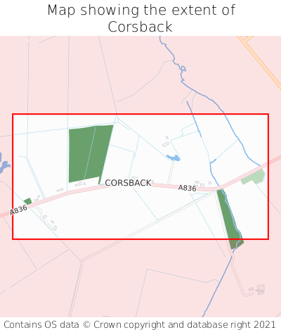 Map showing extent of Corsback as bounding box