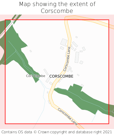 Map showing extent of Corscombe as bounding box