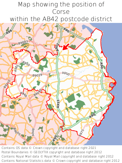 Map showing location of Corse within AB42