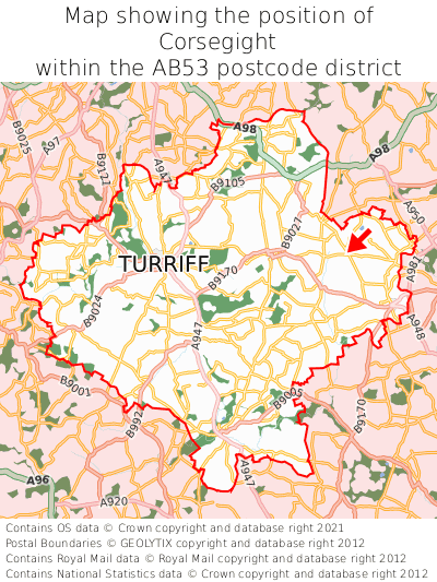 Map showing location of Corsegight within AB53