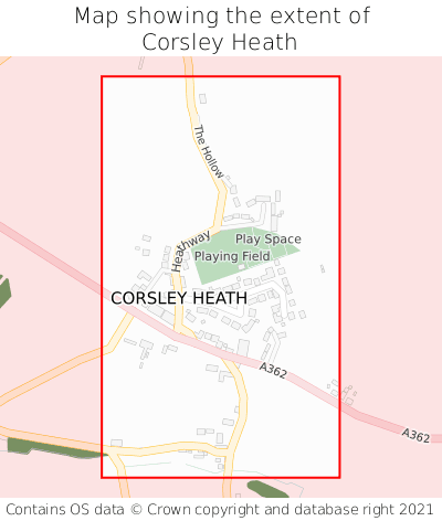 Map showing extent of Corsley Heath as bounding box