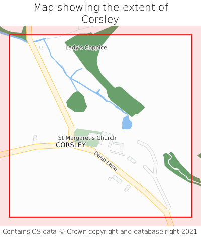 Map showing extent of Corsley as bounding box