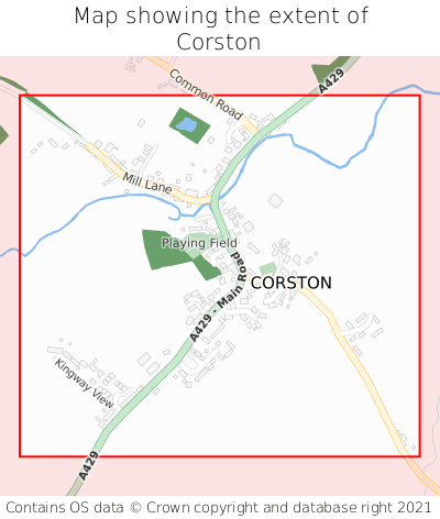 Map showing extent of Corston as bounding box