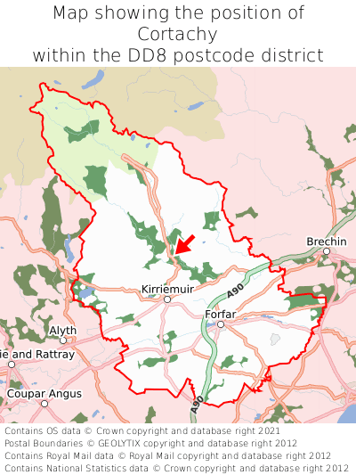 Map showing location of Cortachy within DD8