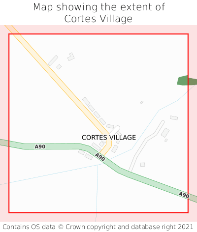 Map showing extent of Cortes Village as bounding box