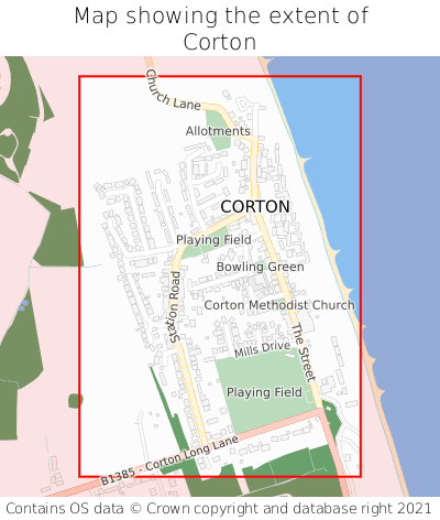 Map showing extent of Corton as bounding box