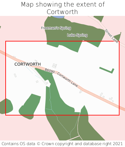 Map showing extent of Cortworth as bounding box