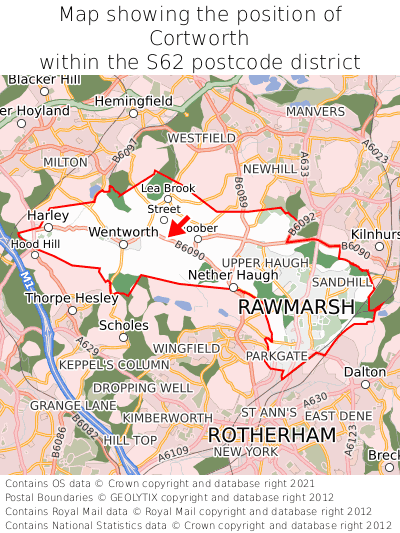 Map showing location of Cortworth within S62