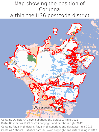 Map showing location of Corunna within HS6