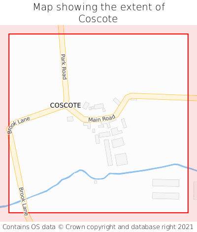 Map showing extent of Coscote as bounding box