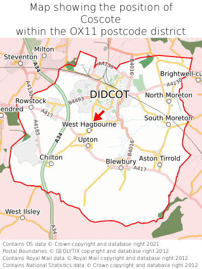 Map showing location of Coscote within OX11