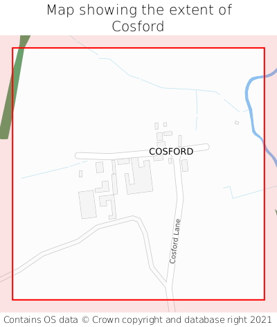 Map showing extent of Cosford as bounding box