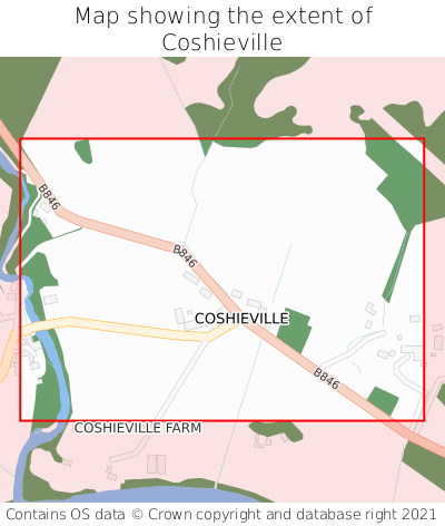 Map showing extent of Coshieville as bounding box