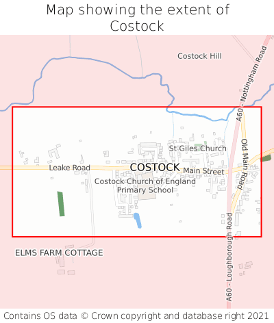 Map showing extent of Costock as bounding box