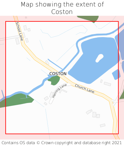 Map showing extent of Coston as bounding box