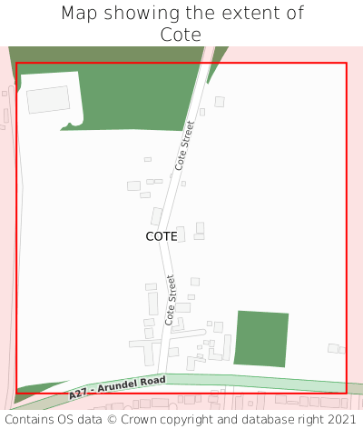 Map showing extent of Cote as bounding box