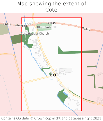 Map showing extent of Cote as bounding box