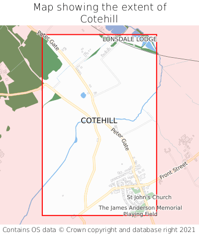 Map showing extent of Cotehill as bounding box