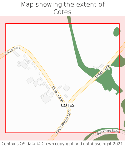 Map showing extent of Cotes as bounding box