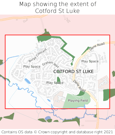 Map showing extent of Cotford St Luke as bounding box