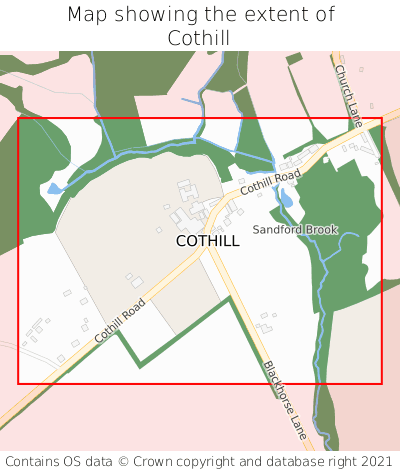Map showing extent of Cothill as bounding box