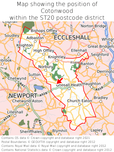 Map showing location of Cotonwood within ST20