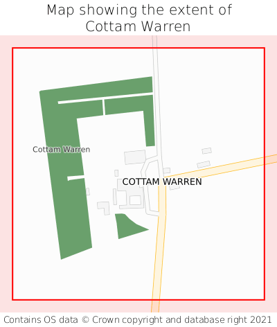 Map showing extent of Cottam Warren as bounding box
