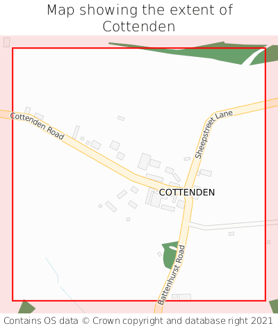Map showing extent of Cottenden as bounding box