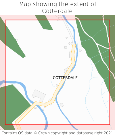 Map showing extent of Cotterdale as bounding box