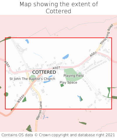 Map showing extent of Cottered as bounding box
