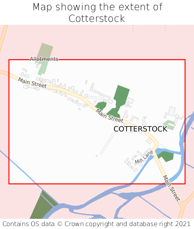 Map showing extent of Cotterstock as bounding box