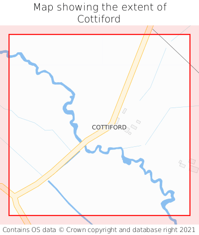 Map showing extent of Cottiford as bounding box
